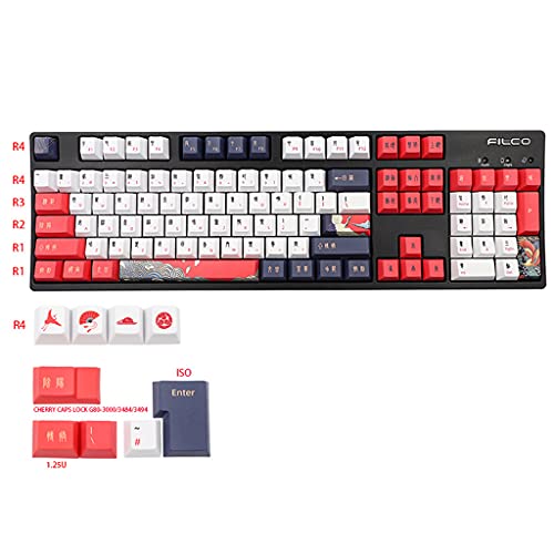 SweetWU 113Keys Cherry Profile DYE-Sub Botanical White Crane Theme PBT Tastenkappe Farbsublimation mit 1,75U 2U Shift 6,25U Leertaste von shorecofei