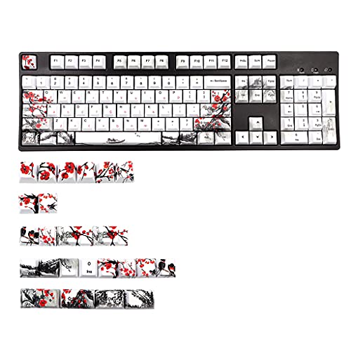 SweetWU Allover Dye Subbed Pflaumenblüte 128 Tasten Cherry Profil Keycap für GK61 64 84 Tkl87 98 104 MX Switch Key Cap Neuheit - von shorecofei