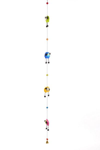 short'n'pietz Langes Mobile mit bunten Schafen, handgefilzt von short'n'pietz