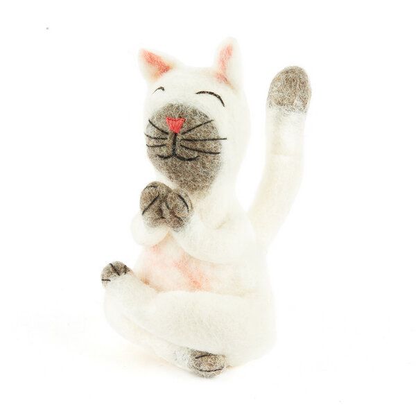 short'n'pietz Weiße Yoga Katze als Filz Eierwärmer von short'n'pietz