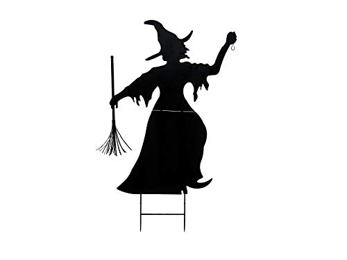 showking Halloween Silhouette Hexe Spooky Witch, Metall, schwarz, 150cm - Fenster Dekoration von showking