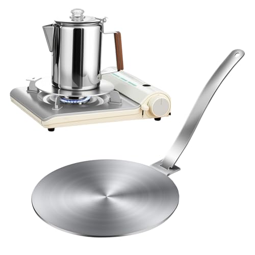 shoxil Induktionsadapterplatte 20 cm - Universal Induktion Adapterplatte für nicht magnetisches Kochgeschirr, langlebige Edelstahlplatte mit abnehmbarem Griff von shoxil