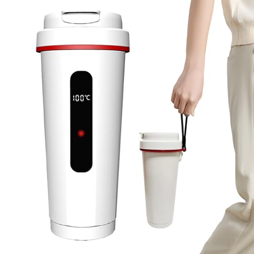 shpuuyy Auto Elektrische Wasserkocher | Edelstahl Thermo Kaffeebecher,Schnellheizer Für Wasser Kaffee Tee Milch Reise Camping Küche Auto von shpuuyy