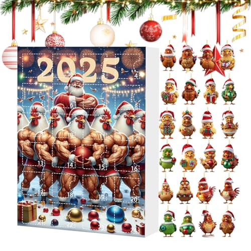 shpuuyy Christbaumschmuck | 24 Tage Weihnachts Countdown Kalender Hühner Ornamente,Tieranhänger Acryl Huhn Figuren Deko für Christbaum Fenster Wand Tür Party Auto Spiegel shpuuyy Christbaumschmuck | 24 Tage Weihnachts Countdown Kalender Hühner Ornamente,Tieranhänger Acryl Huhn Figuren Deko für Christbaum Fenster Wand Tür Party Auto Spiegel von shpuuyy
