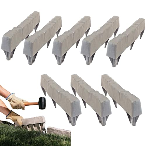 shpuuyy Gartensteine Einfassungssteine | Naturstein Blumenbeet Einfassung - 8 Steine Ohne Graben Deko Umrandung Für Gehweg Garten Terrasse Rasen Spielplatz von shpuuyy
