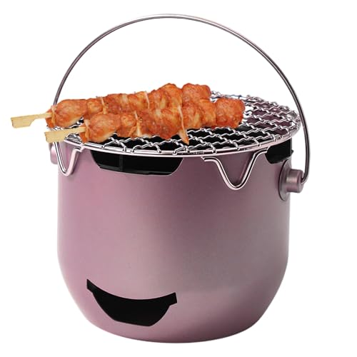 shpuuyy Holzkohlegrill - Barbecue Grill mit Grillrost und Tragegriff,Stahl Barbecue Ausrüstung Für Reisen Camping Kochen Garten Balkon von shpuuyy