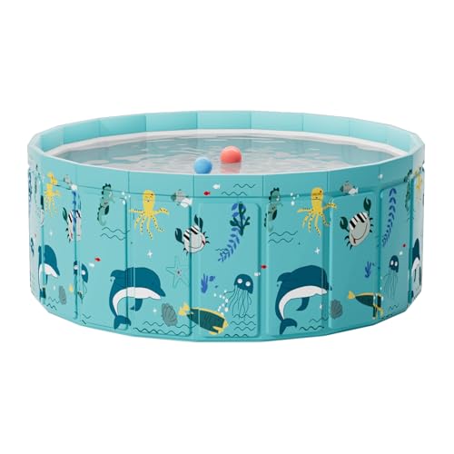 shpuuyy Kinder Planschbecken | PVC Rund Nicht Aufblasbar Kinder Planschbecken Faltbar | Tragbare Badewanne für Hinterhof Garten Hof Wasser Party von shpuuyy