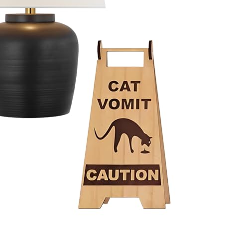 shpuuyy Schild zum Erbrechen der Katze, aus Holz, wetterfestes Holzschild für Bücherregal, Arbeitsplatz, Eingang, Arbeitszimmer, Schlafzimmer, Wohnzimmer, Schreibtisch von shpuuyy