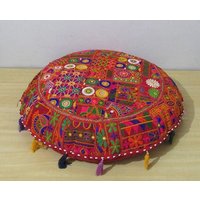 Neue Traditionelle Patchwork Baumwolle Runde Kissenhülle, Handgemachte Wohndeko Kissenbezug, Dekorative Große Kissenhülle von shrimahadevcreation