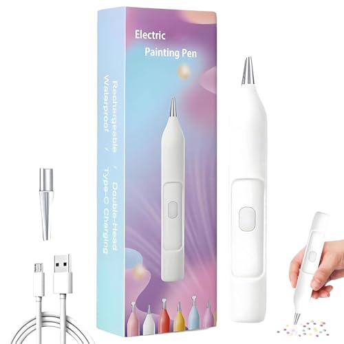 Strass Kunst Malerei Stift Elektrische Diamant Farbe Stift mit Vakuum Technologie Strass Kunst Malerei Elektrische Dot Stift, Handwerk Projekt Machen Zubehör mit 2 Ersatzstifte für Anfänger von shuhauk