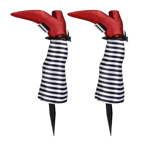 shuhauk Hexenbeine Gartenstecker | 2 x böse kopfüber Hexenbeine | gruselige böse Gartenstecker Ornamente für Streich Requisiten von shuhauk