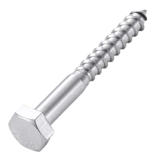 10 Stück Sechskantschrauben Aus Edelstahl 304, Robuste Holzschrauben M6 For TV-Halterungen, Deck- Und Bootsreparatur, Große Zugbolzen(50mm) von shundeed