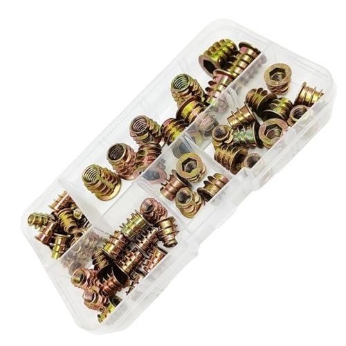 165/75/55 Stück Gewindeeinsatzmutter E-Mutter M4 M5 M6 M8 Set Kit For Holzmöbel Bett Schrank Tisch Eingebetteter Sechskant-Innensechskantkopf(1 box include 55pcs) von shundeed