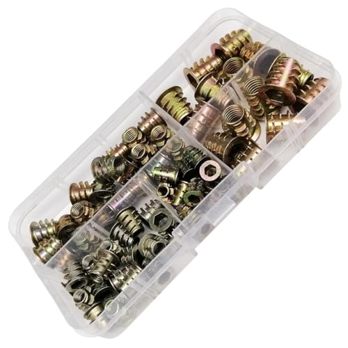 165/75/55 Stück Gewindeeinsatzmutter E-Mutter M4 M5 M6 M8 Set Kit For Holzmöbel Bett Schrank Tisch Eingebetteter Sechskant-Innensechskantkopf(1 box include 75pcs) von shundeed
