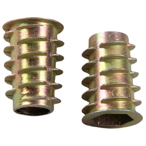 50Pcs M4 M5 M6 M8 M10 Zink-Legierung Gewinde For Holz Einsatz Mutter Flansch Hex Stick Kopf Möbel Muttern(M6x15mm) von shundeed