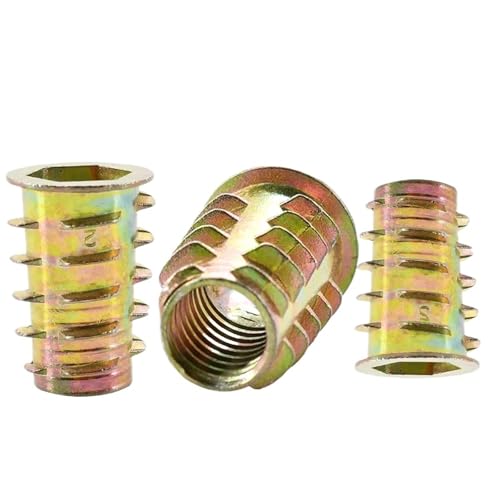 M4 M5 M6 M8 M10 Möbel E-Mutter Zinklegierung Gewinde For Holzeinsatzmutter Holzbearbeitung Innen Und Außen For Bett(M4x10mm(55Pcs)) von shundeed