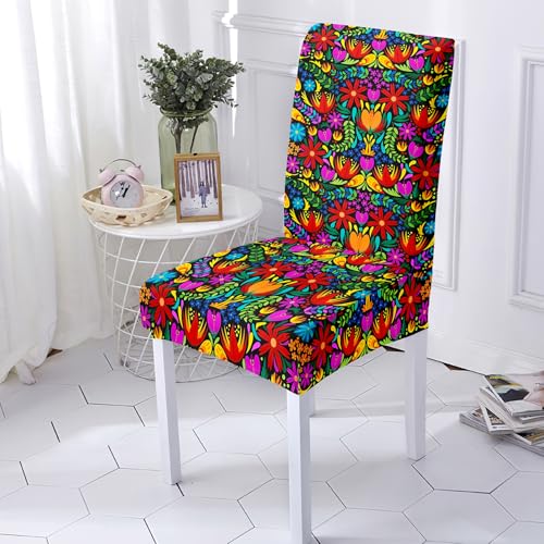 Stuhlhussen Bunte Blumen Muster Stuhlhussen Schwingstühle Stretch Weiche Elasthan Hussen für Stühle Waschbar Stuhlbezug Abnehmbare Stuhlhussen 2er Set Langlebig Stuhlhusse Universal Stuhlbezüge von shunhuan