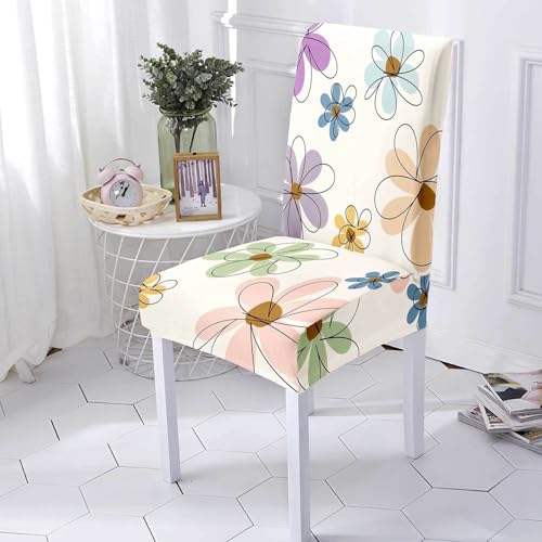 Stuhlhussen Bunte Blumen Stuhlhussen Schwingstühle Stretch Weiche Elasthan Stuhlbezug Waschbar Hussen für Stühle Abnehmbare Stuhlhussen 2er Set Langlebig Stuhlhusse Universal Stuhlbezüge von shunhuan