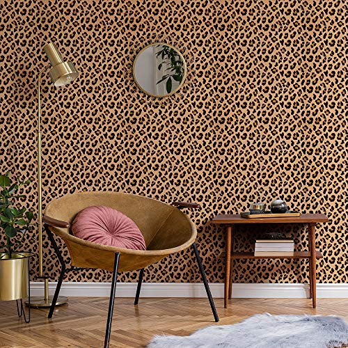Wandschutzfolie Retro Leopard Print Klebefolie Wandtattoo Leicht zu Entfernen Möbelfolie Selbstklebende Tapete Wandtattoo Schlafzimmer Tapete Selbstklebend Wallpaper for Living Room 38x250cm/2 roll von shunhuan