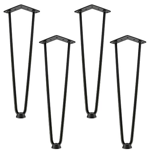 shunyi fashion 4er Tischbeine Hairpin Leg, 4 Stück Metall Haarnadel Tischbein mit 2 Stangen, 12 mm Dicke, für Couchtisch und Hocker (50 cm) von shunyi fashion