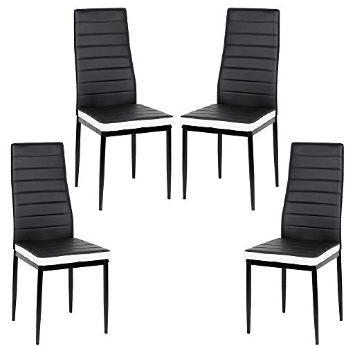 shunyi fashion Esszimmerstühle 4er Set, Modern Stühle für die Essecke Küche (schwarz-weiß, 4) von shunyi fashion