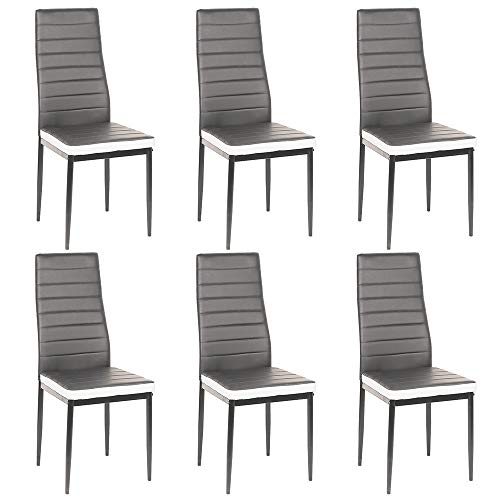 shunyi fashion Esszimmerstühle 6er Set, Modern Stühle für die Essecke Küche (Grau-Weiß, 6) von shunyi fashion