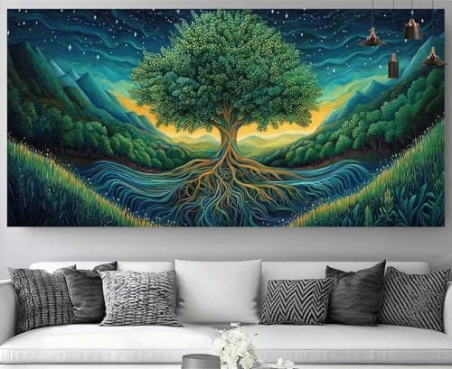 Baum Des Lebens Diamond Painting Abstrakt Diamond Painting Erwachsene Bastelset, 5D Crystal Art Kreuzstich Strass Stickereipuzzl, Diy Kinder Daiments Malerei Volldiamant Leinwand Gift 30x90cm M-Y875 von shuoguoo