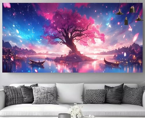 Diamond Painting Baum Des Lebens Diamant Painting Kinder Boot Kristall Stickerei Kit, 5D Crystal Art Volldiamant Strass Eckige Steine Bastelset, Diy Daiments Mosaik Art Perlenstickerei 40x80cm M-Y876 von shuoguoo