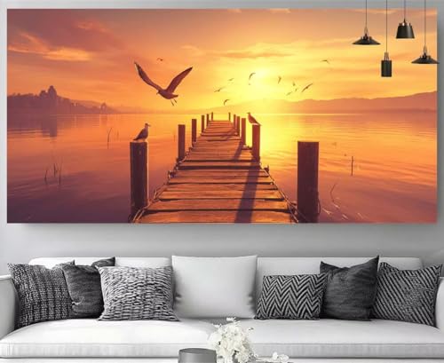 Diamond Painting Sonnenuntergang Diamant Painting Kinder Vogel Kristall Stickerei Kit, 5D Crystal Art Volldiamant Strass Eckige Steine Bastelset, Diy Daiments Mosaik Art für Dekor 60x120cm M-Y762 von shuoguoo