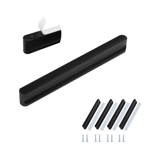 shuokang 4 Stück Möbelgriffe, Bohrbar, selbstklebend，Space-Aluminiumgriffe，Schubladengriffe, Schrankgriffe，Türgriffe，Schiebetürgriffe usw.(Lochabstand 128mm, Schwarz) von shuokang