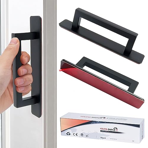 shuokang Selbstklebende Schrankgriffe 2 Stück Möbelgriffe, Edelstahl Schubladengriffe, Ohne Bohren Griff für Kleiderschrank, Küche, Schiebetür, Balkontür（Quadratisch, Schwarz） von shuokang