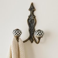 Vintage Doppel-Keramik-Wandhaken - Antike Messing Kleider- & Handtuch-Aufhänger Vintage Doppel-Keramik-Wandhaken - Antike Messing Kleider- & Handtuch-Aufhänger von shwetcreation