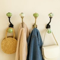 Vintage Keramik Wandhaken Set | Grüne Blumen Kleiderbügel Dekorative Knauf Haken Vintage Keramik Wandhaken Set | Grüne Blumen Kleiderbügel Dekorative Knauf Haken von shwetcreation