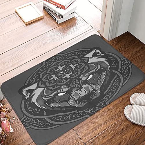 Eingangsteppich Wikinger-Nordisches Wolf-Rune-Symbol 40X60Cm Sauberlaufmatte Pflegeleichte Eingangsmatte Rutschhemmender Badteppich Für Garage Wohnzimmer Schlafzimmer von sichuanyanluogemaoyiyouxiangongsi