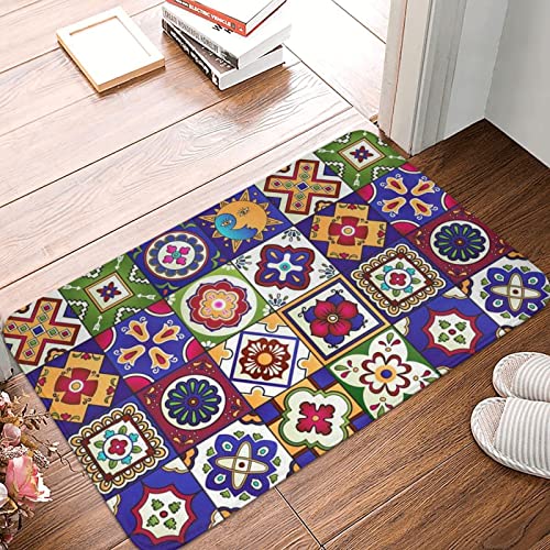 Fußabtreter Hippie Talavera Mexikanische Fliesen 40X60Cm Rückseite Fußabtreter Schmutz Widerstehen Sauberlaufmatte Dauerhaft Eingangstürmatte Für Außen Außenbereich Wohnzimmer von sichuanyanluogemaoyiyouxiangongsi