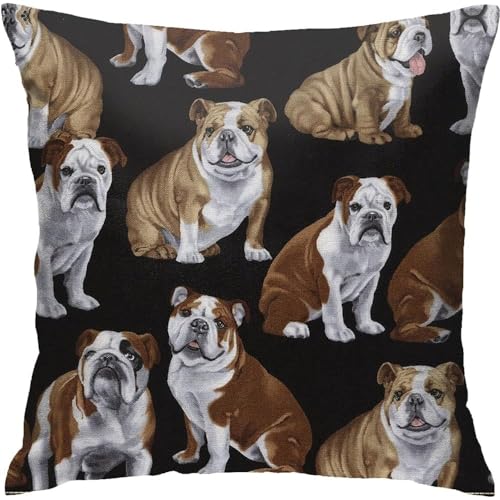 Kissen Fall Englische Bulldoggen 45X45Cm Kissenbezug Vintage Kissen-Bezug Süße Kissenbezugen Für Outdoor Patio Büro von sichuanyanluogemaoyiyouxiangongsi