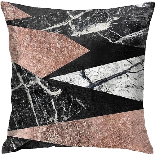 Kissenbezug Klassische Marmorstruktur Aus Roségold Und Schwarzen Foliendreiecken 45X45Cm Kissenhülle Dauerhaft Werfen Sie Kissenbezüge Vintage Zierkissenbezüge Für Outdoor Patio Garten von sichuanyanluogemaoyiyouxiangongsi