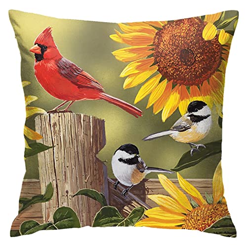 Kissenbezug Sonnenblume Und Singvögel 45X45Cm Kissenhülle Luxus Kissen-Bezug Individualität Zierkissenbezüge Für Auto Bauernhaus Garten von sichuanyanluogemaoyiyouxiangongsi