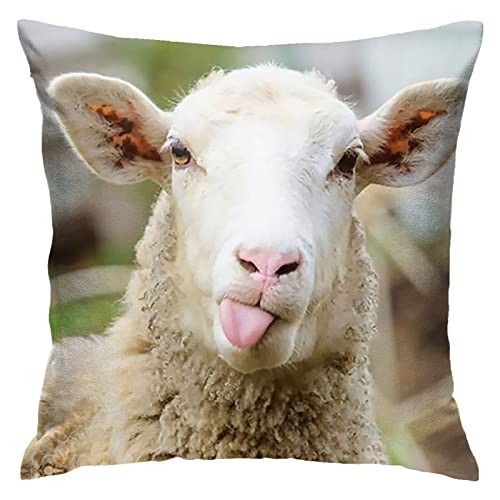 Kissenbezugen Lustiges Schafporträt Von Schafen, Die Zunge Zeigen 45X45Cm Kissenhülle Modern Kissenbezüge Individualität Kissen Fall Für Outdoor Schlafzimmer Wohnzimmer von sichuanyanluogemaoyiyouxiangongsi