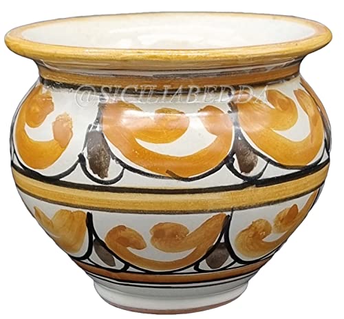 Sicilia Bedda - Vase aus sizilischer Keramik - Dekoration Schwein - Handwerkliches Produkt (Muster Orange) von sicilia bedda