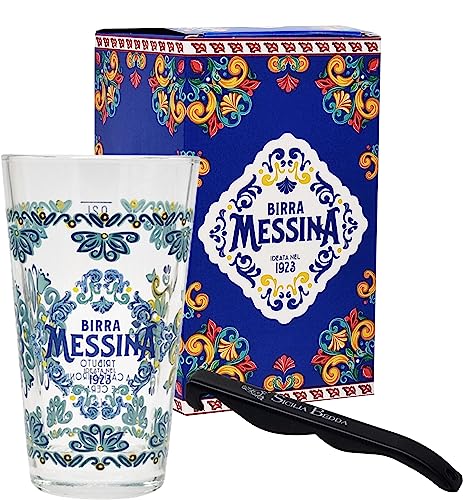 sicilia bedda - BIERBECHER MESSINA LIMITIERTE EDITION 0,2 cl - Tribut an die sizilianischen Städte mit Flaschenöffner (Keramik von Caltagirone) von sicilia bedda