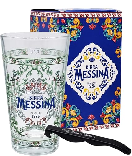 sicilia bedda - BIERBECHER MESSINA LIMITIERTE EDITION 0,2 cl - Tribut in sizilianischen Städten mit Flaschenöffner (Mandorlo in Blüte di Agrigento) von sicilia bedda