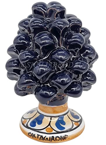sicilia bedda - Sizilianische Zapfen aus Keramik aus Caltagirone - Fuß verziert - 100% Sizilisches Handwerk (Höhe 12 cm, Blau) von sicilia bedda