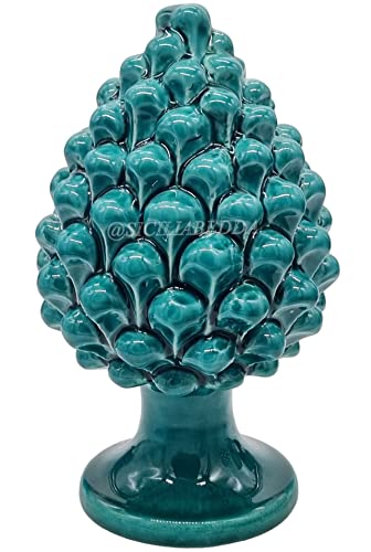 sicilia bedda - Zapfen aus Sizilianischer Keramik - Produkt komplett von Hand gefertigt - Dekorative Zapfen (Wassergrün, 18_x_11 cm) von sicilia bedda