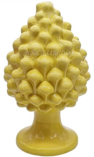 sicilia bedda - Zapfen aus Sizilianischer Keramik - Produkt komplett von Hand gefertigt - Dekorative Zapfen (gelb, 13_x_8 cm) von sicilia bedda