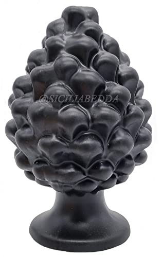 sicilia bedda - Zapfen aus Sizilianischer Keramik - Produkt komplett von Hand gefertigt - Dekorative Zapfen (schwarz matt, 18_x_11 cm) von sicilia bedda