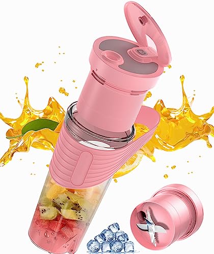 sicotool Tragbarer Mixer Smoothie Maker to Go 460ml USB Mini-Mixer mit 4000 mAh wiederaufladbaren 6 scharfen Klingen, BPA-frei, für Zuhause, Sport, Reisen, Outdoor, mit Strohhalm von sicotool