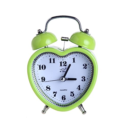 siduytin 3 Zoll Herzform Glocke Wecker Nachtlicht Aufwachen Tisch Digitaluhren Desktop Retro Mädchen Reisegeschenk Versorgung, Grün von siduytin