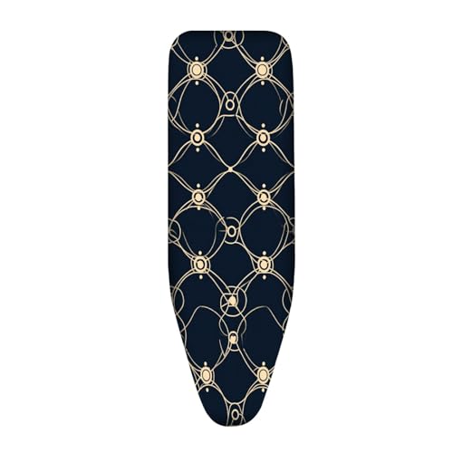 Bügelbrettbezug 120X40 Gold Schwarz mit Schnurbindung & Stretch System - Hitzebeständig, Reflektierend, Waschbar Strapazierfähig und Leicht Anzubringen Bügelbrett Bezug von siebe