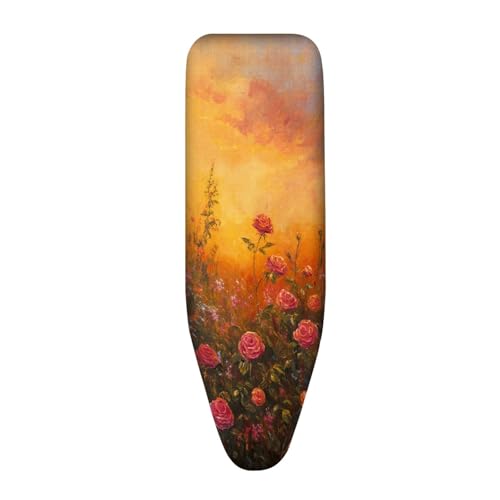 Bügelbrettbezug 130X45 Orange Gelb Universal Bezug für Dampfbügelstation | Hitzebeständig, Reflektierend, Waschbar, mit Schnurbindung Bedruckt Bügelbretter von siebe